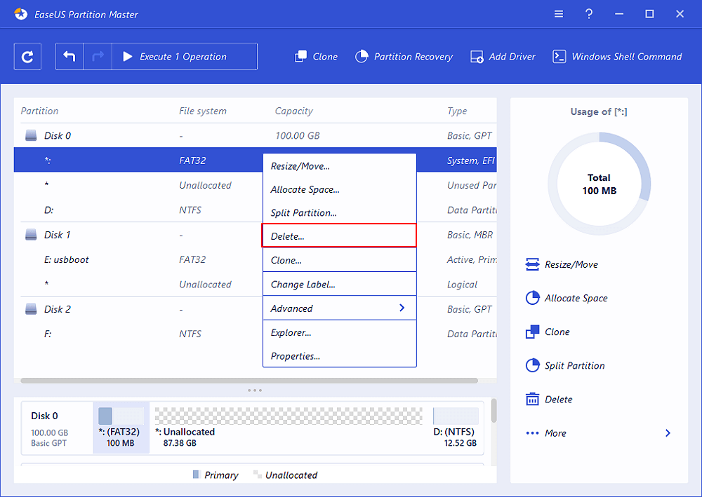 刪除所有磁區包含系統磁區 — 步驟3