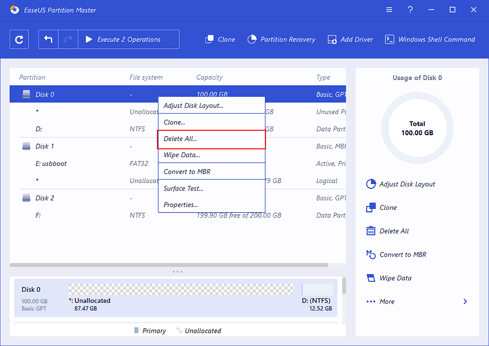 刪除所有磁區包含系統磁區 — 步驟5