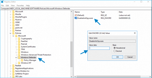 禁用Windows Defender