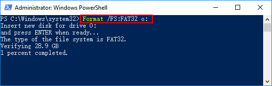 使用PowerShell格式化USB為FAT32