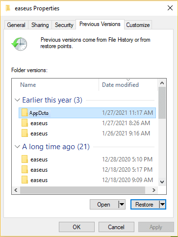 appdata還原到以前版本