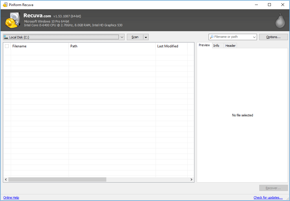 recuva data recovery software for sandisk