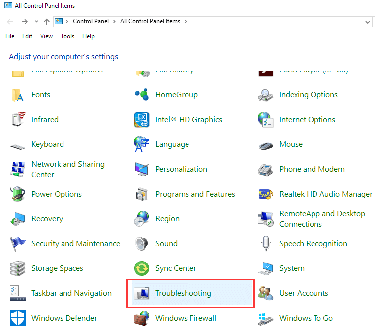 在控制台中執行疑難排解