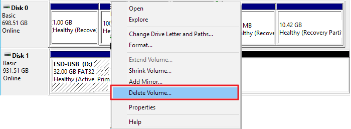 刪除esd usb磁碟區