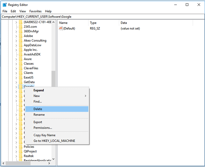 解決Google Chrome無法下載檔案 - 刪除所有Google資料夾