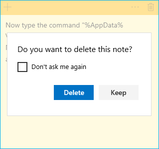 啟動桌面便利貼刪除確認