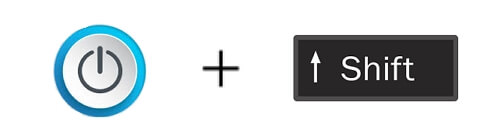 按下電源按鈕和Shift鍵執行完整關機