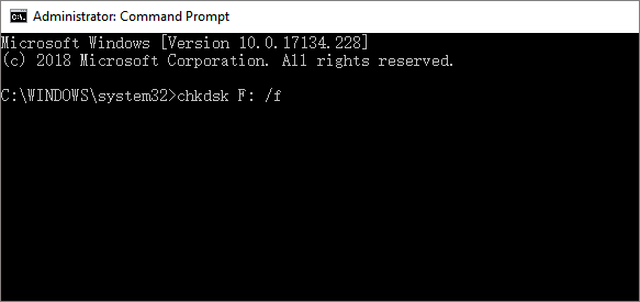 chkdsk F : / f 입력