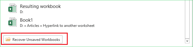 回復未儲存的 excel 檔案步驟 2