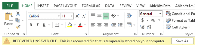 回復未儲存的 excel 檔案步驟 3
