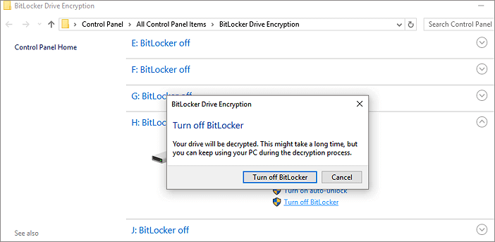 關閉bitlocker