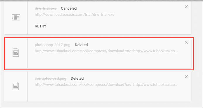 找到移除的Chrome下載