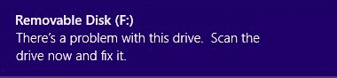 此磁碟機發生問題。請立即掃描磁碟機並修正錯誤