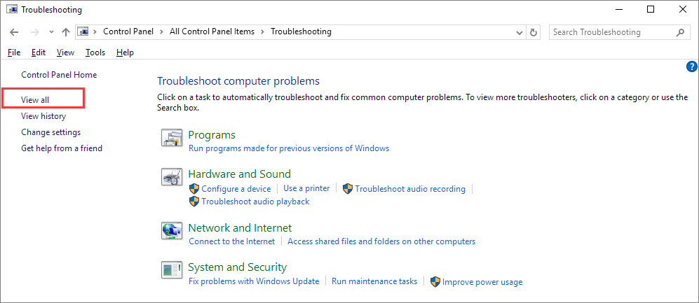 在疑難排解中點擊檢視全部
