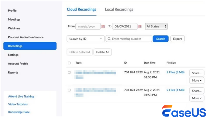 從雲端儲存中刪除視頻