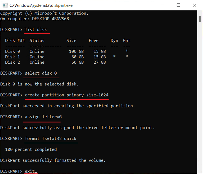 使用cmd建立並格式化分割區