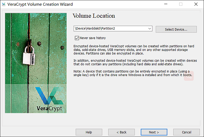 選擇要加密的磁碟機