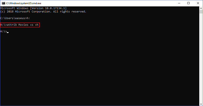 隱藏檔案cmd