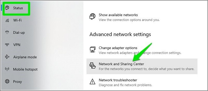 開啟網路和共用中心