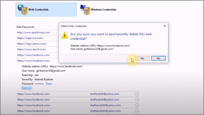 點擊「是」刪除認證
