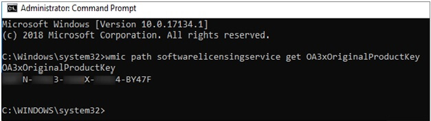 cmd中查詢windows server產品金鑰