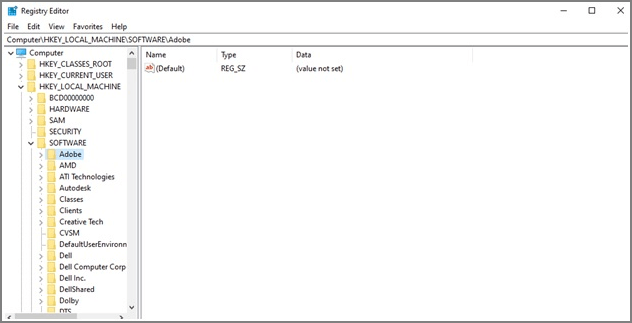用登錄檔找到adobe密鑰