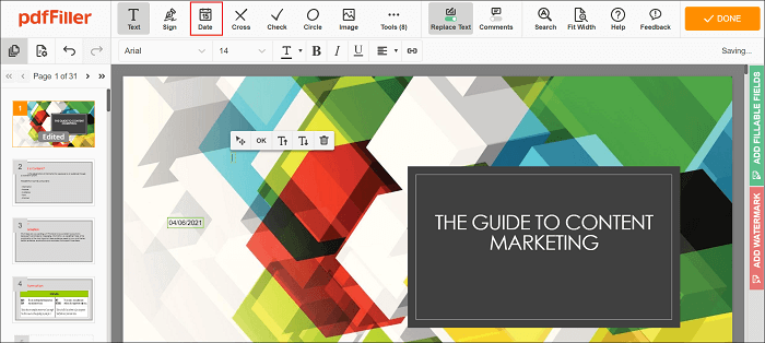 pdffiller插入日期到pdf文件
