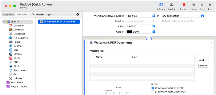 用automator為pdf添加浮水印 