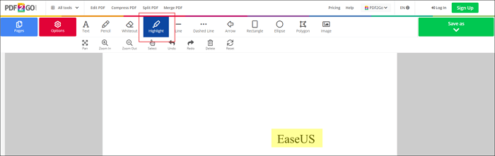 pdf2go線上免費PDF高亮工具