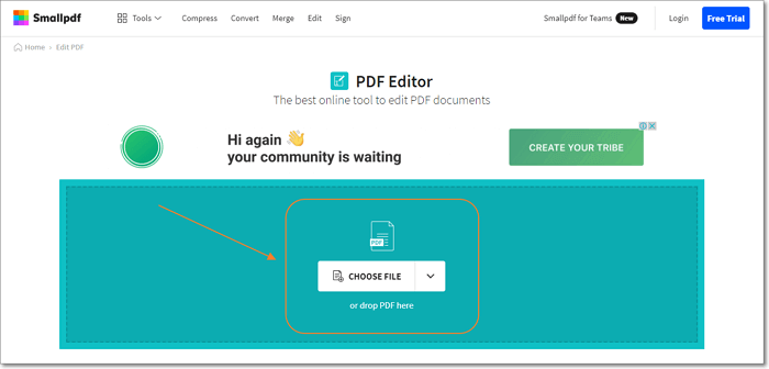 檔案上傳到smallpdf