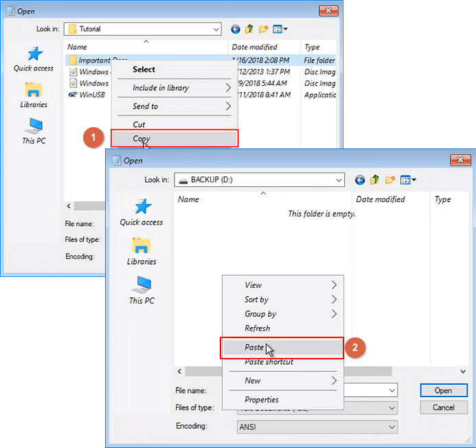 複製和貼上Windows資料到外接硬碟作為備份