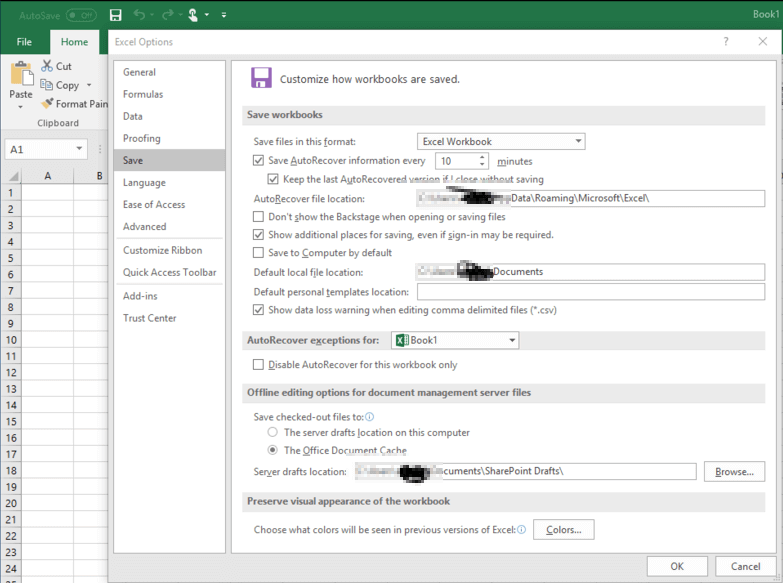 啟用 office 自動儲存功能