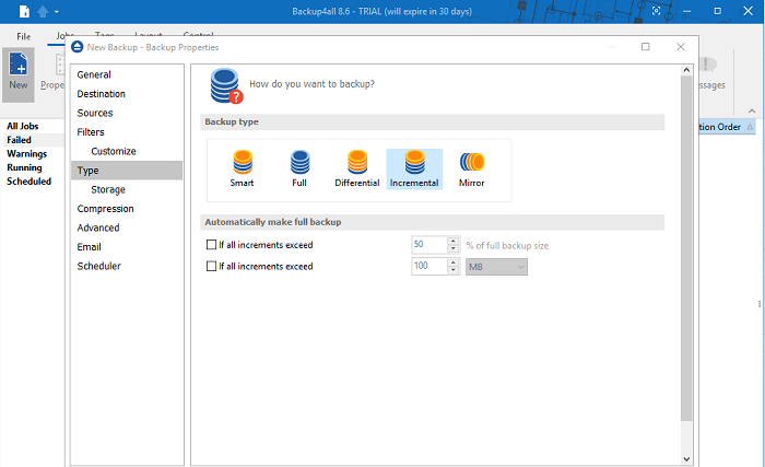 backup4all增量備份