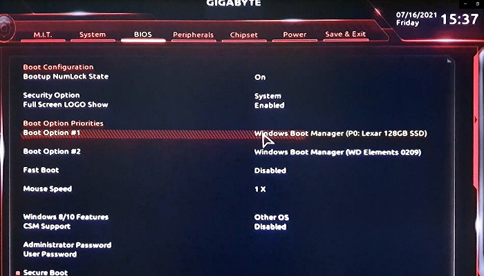 windows 11中從克隆的硬碟開機 步驟1
