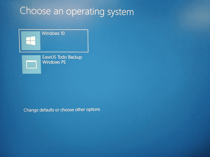 開機選單中選擇EaseUS Todo Backup