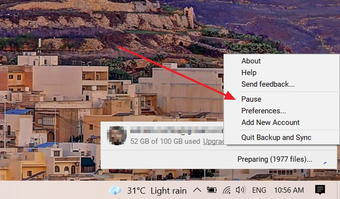 Google Drive 同步繼續暫停