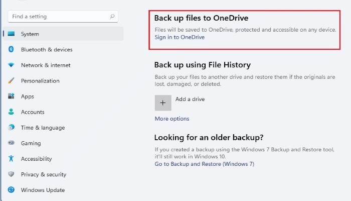 在Windows 11中使用OneDrive備份檔案 - 步驟 1