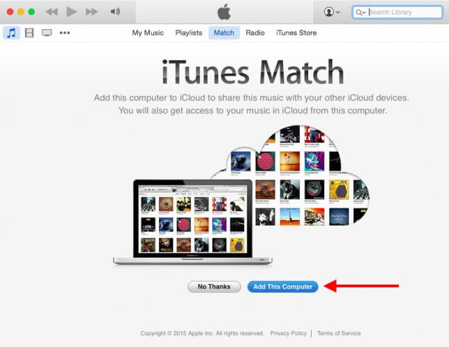 前往 iTunes Match