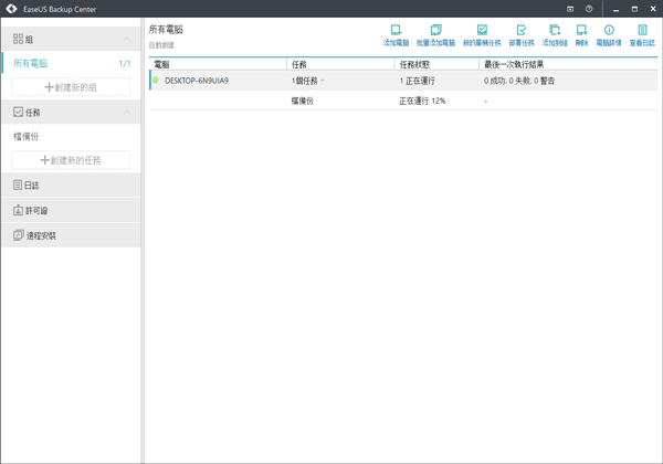 EaseUS Backup Center Backup Status