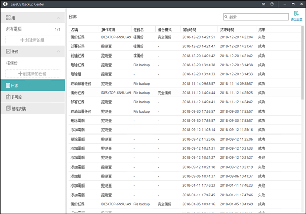 EaseUS Backup Center Logs